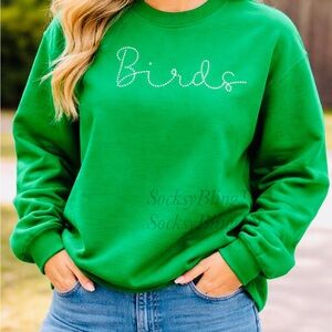 Birds Embroidered Sweatshirt | Green Crewneck | Philly Football Fan Shirt